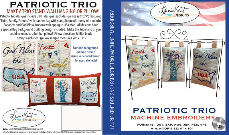 Patriotic Trio Machine Emb. CD by Laurie Kent Designs