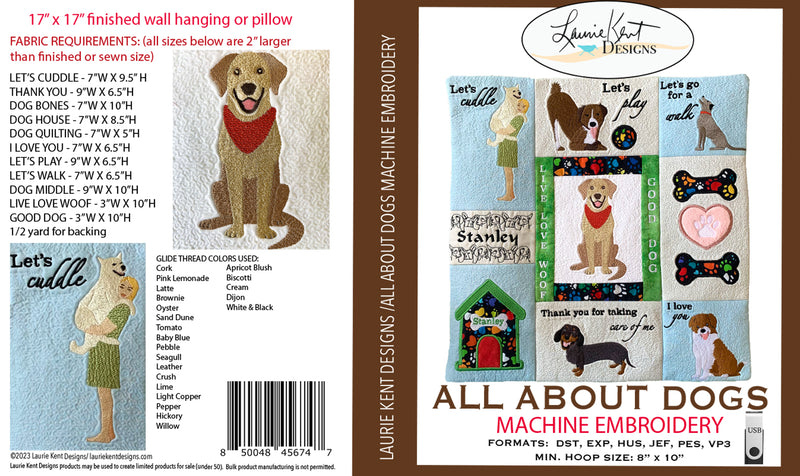 All About Dogs Machine Emb. USB Version Laurie Kent Designs