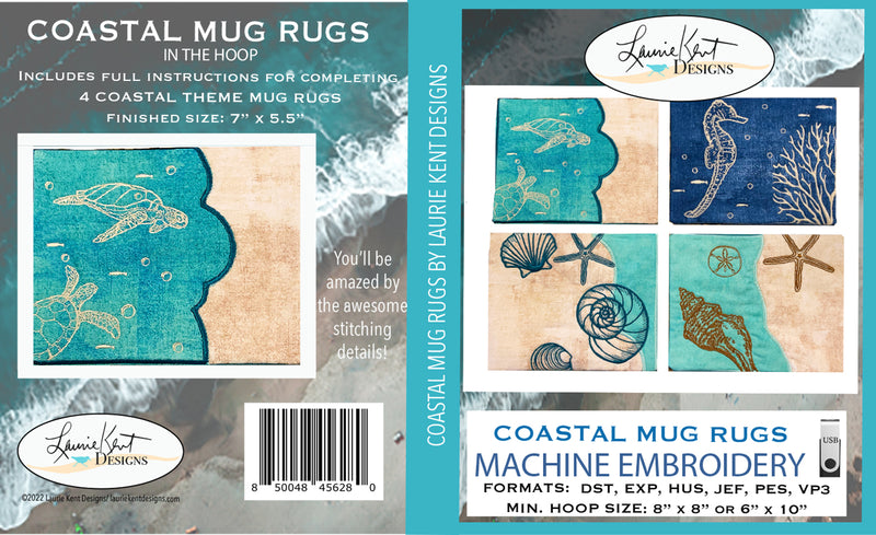 Coastal Mug Rugs VOLUME 1 Embroidery USB