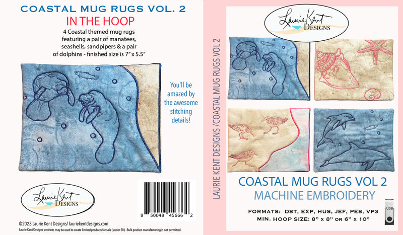 Coastal Mug Rugs VOLUME 2 Embroidery USB