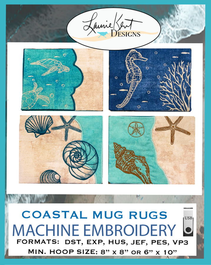 Coastal Mug Rugs VOLUME 1 Embroidery USB