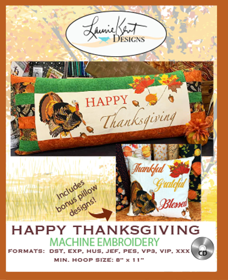 Happy Thanksgiving Bench Pillow Design Files CD
