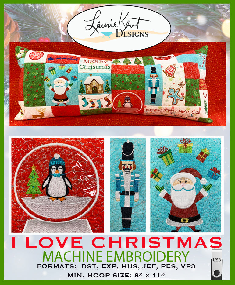 I Love Christmas USB design files by Laurie Kent Designs