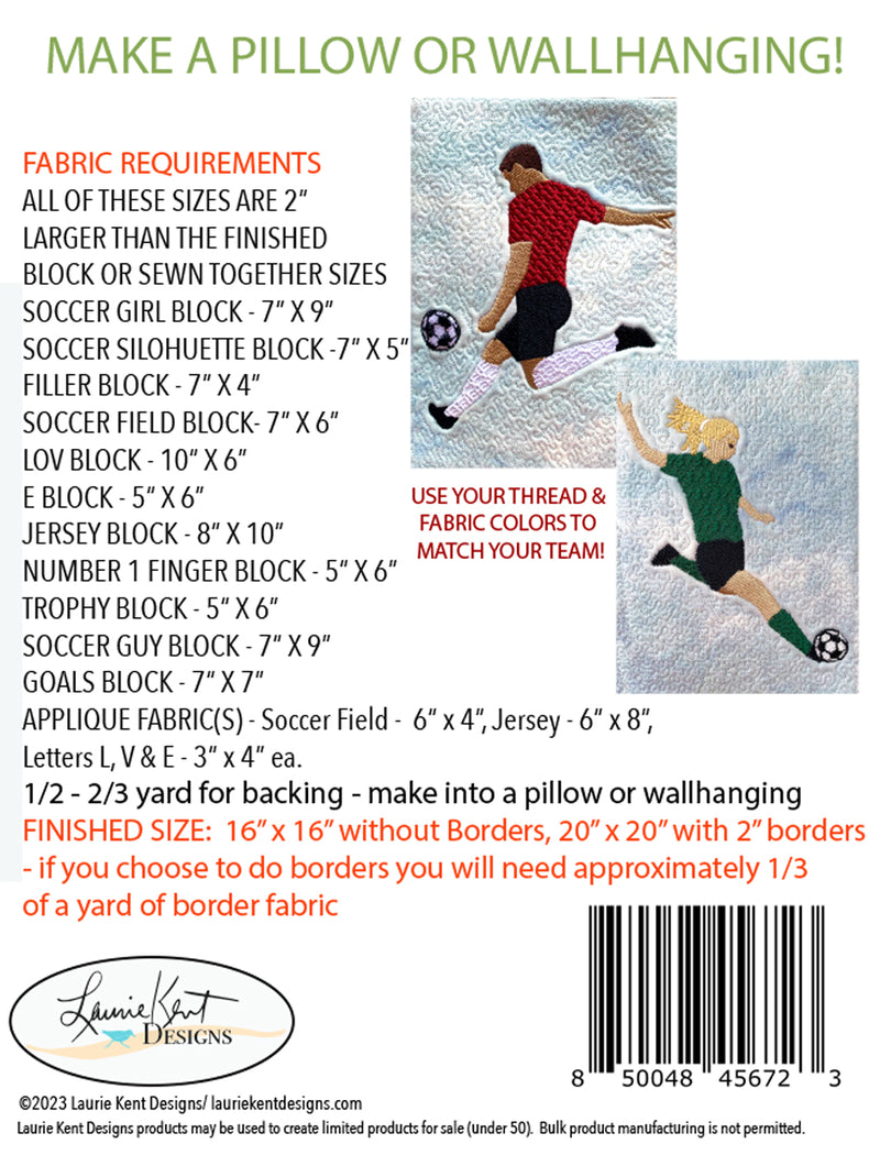 Soccer Fun - Machine Embroidery CD - Laurie Kent Designs