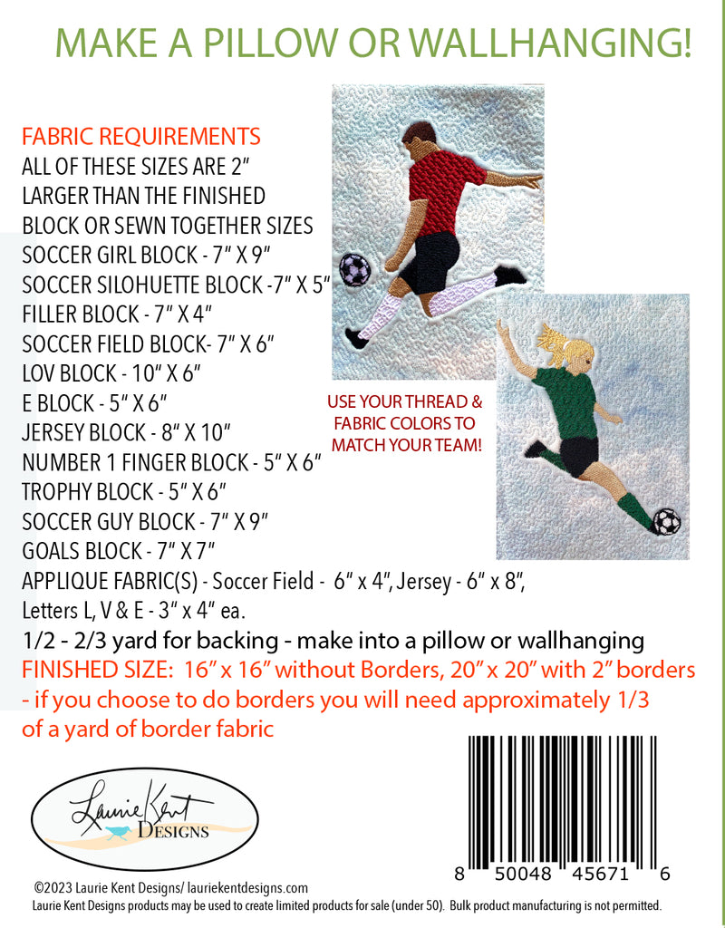 Soccer Fun - Machine Embroidery USB - Laurie Kent Designs
