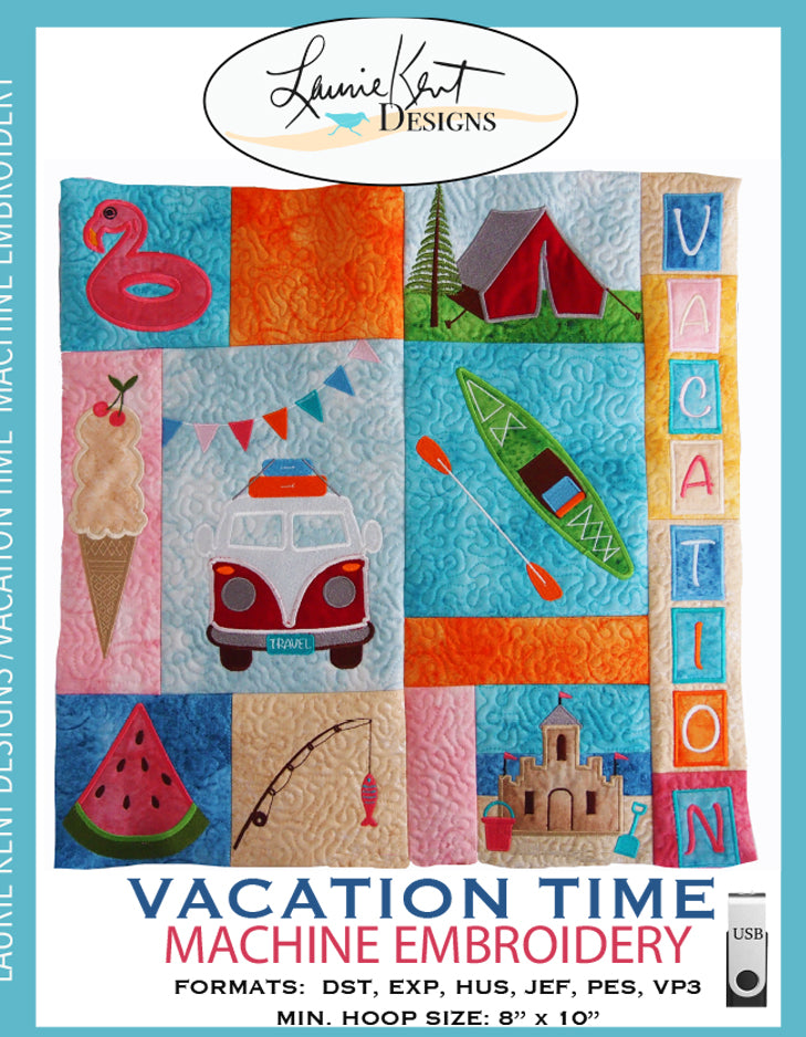 Vacation Pillow Machine Embroidery USB Version
