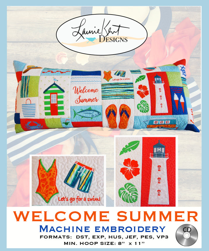 Welcome Summer Embroidery CD by Laurie Kent Designs