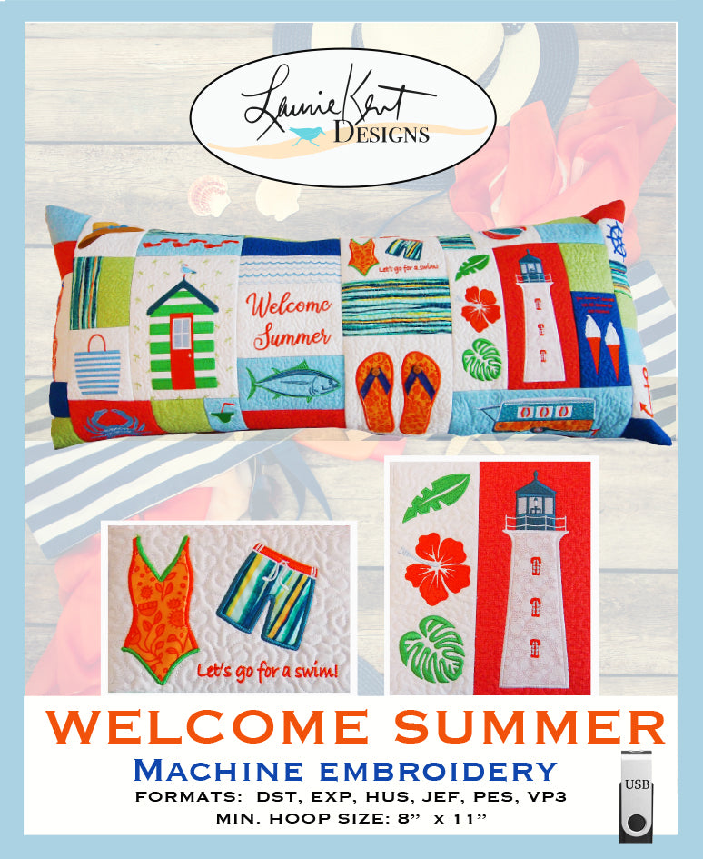 Welcome Summer Embroidery USB by Laurie Kent Designs