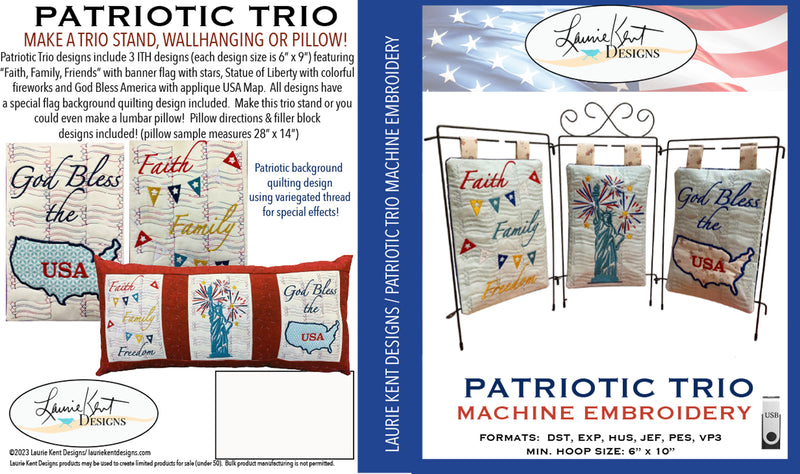 Patriotic Trio USB Machine Emb. by Laurie Kent Designs