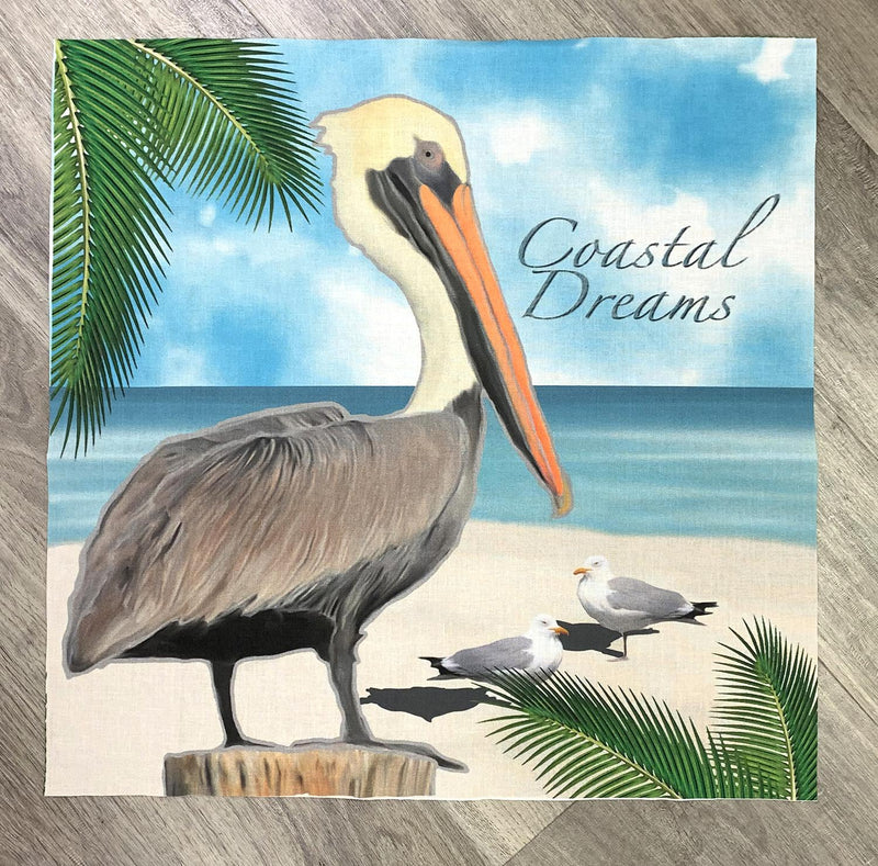 Coastal Dreams Pelican Panel with Seagulls by Laurie Kent Designs