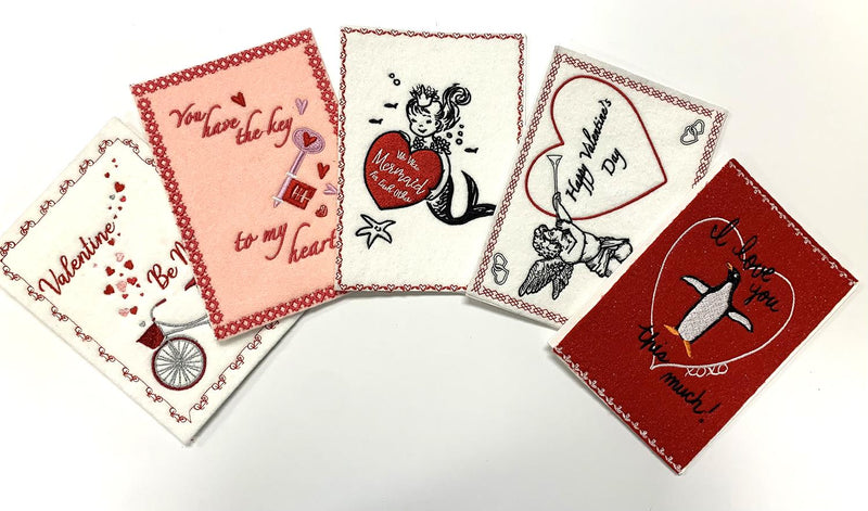 Valentine Embroidery Card Designs by Laurie Kent Designs